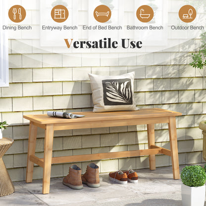 Bamboo Dining Bench with Handwoven Rattan Seat 39.5 Inch