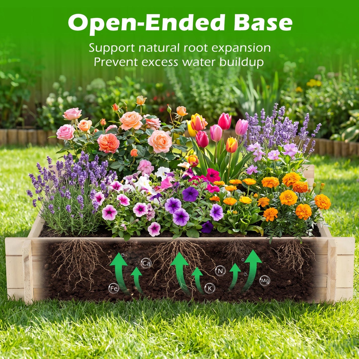 39.5" x 39.5" Square Wooden Raised Garden Bed