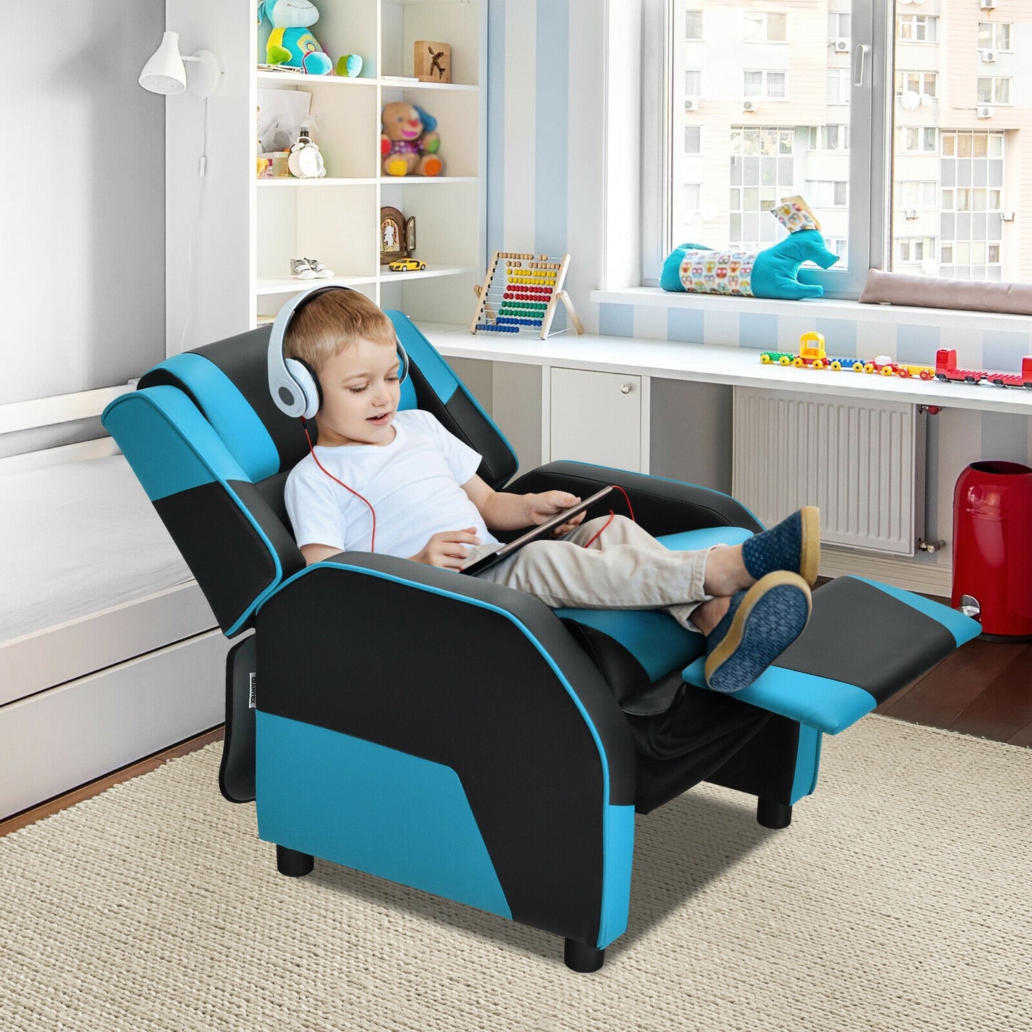 Kids Gaming Recliner with Headrest and Footrest