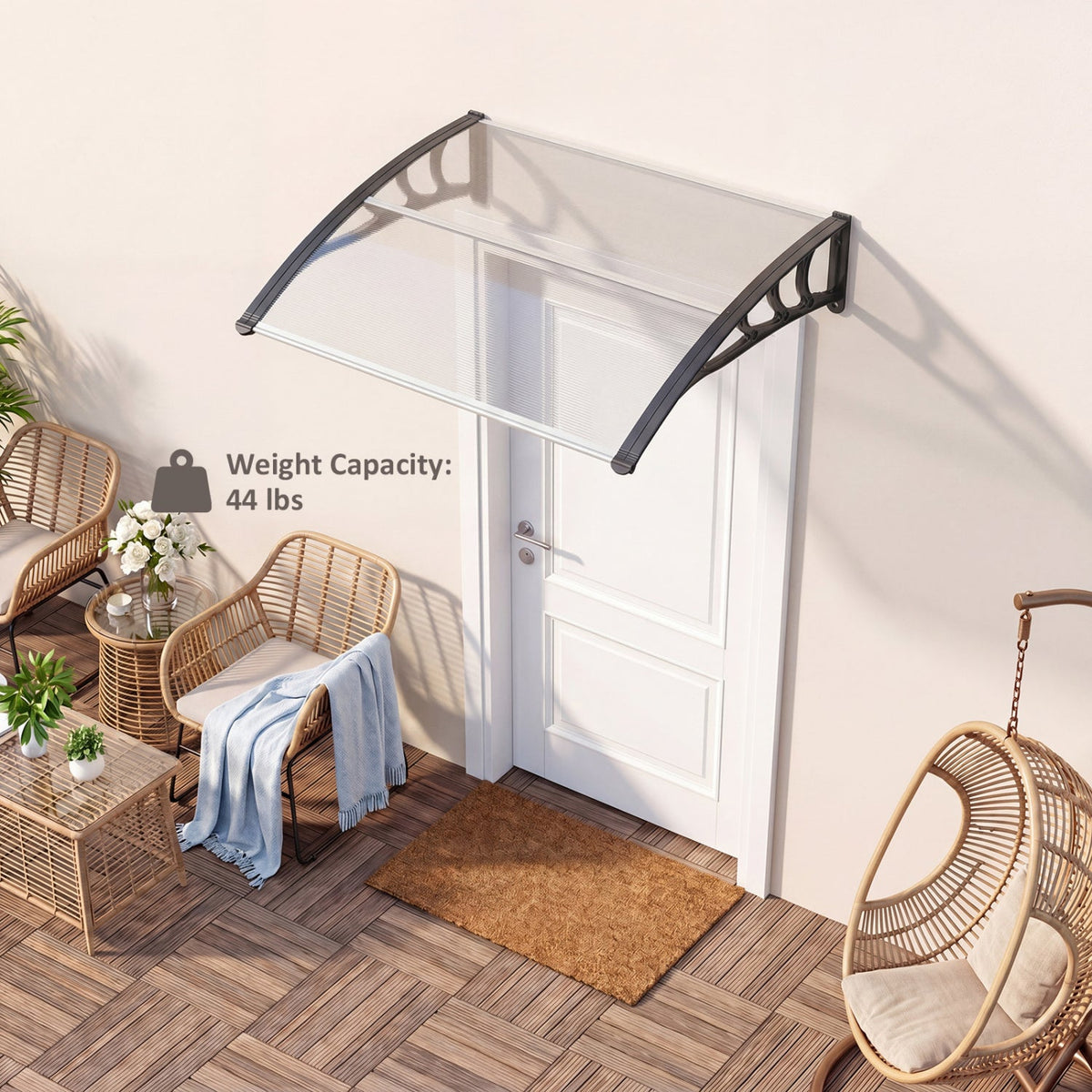 Door Awning 39x30 Inch Polycarbonate Window Canopy