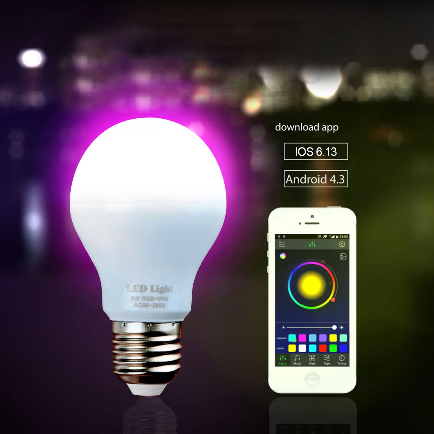 Smart LED Light Bulb with 1.6 Million Colors and App Control