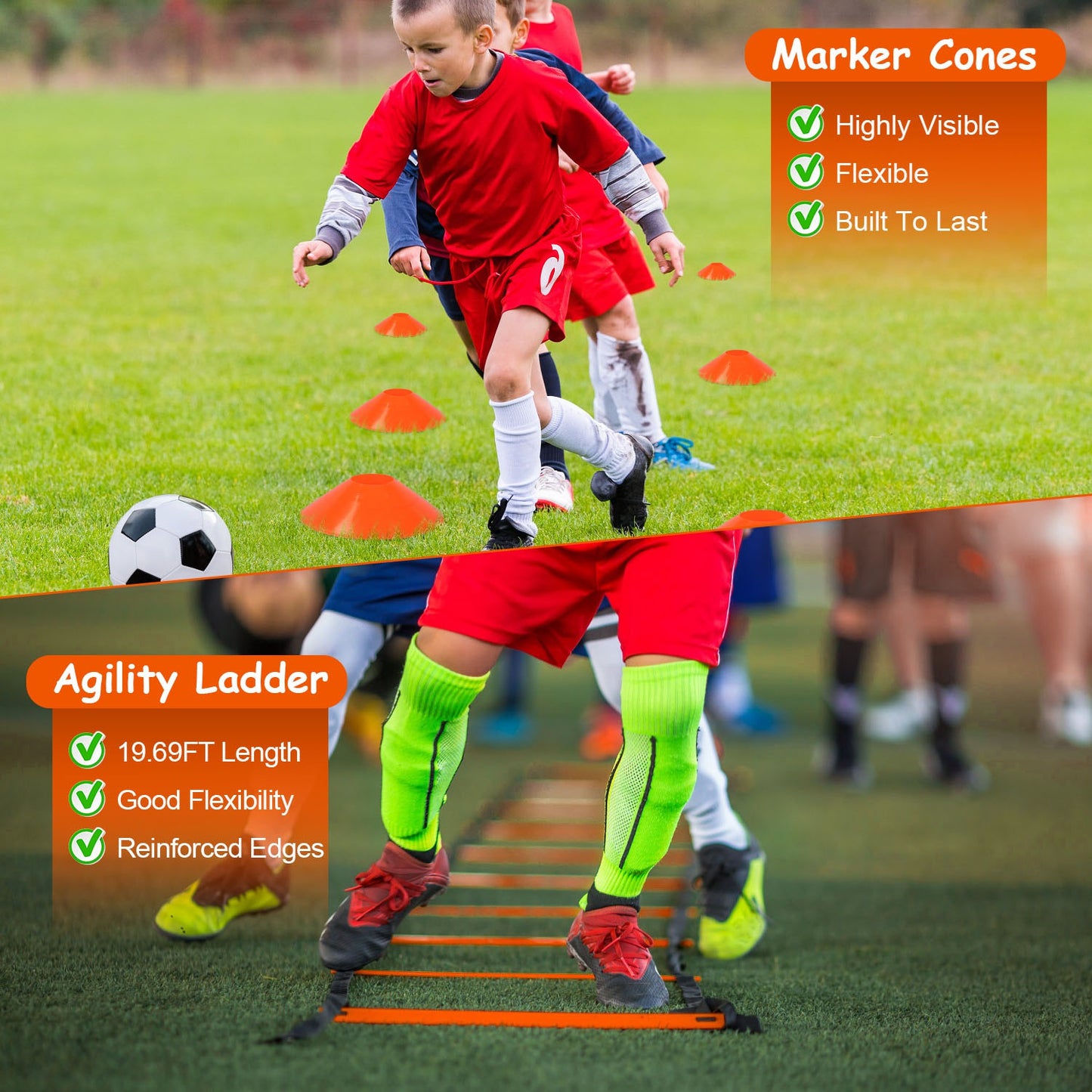 Kids Soccer Goals Set with Training Equipment for Ages 3+