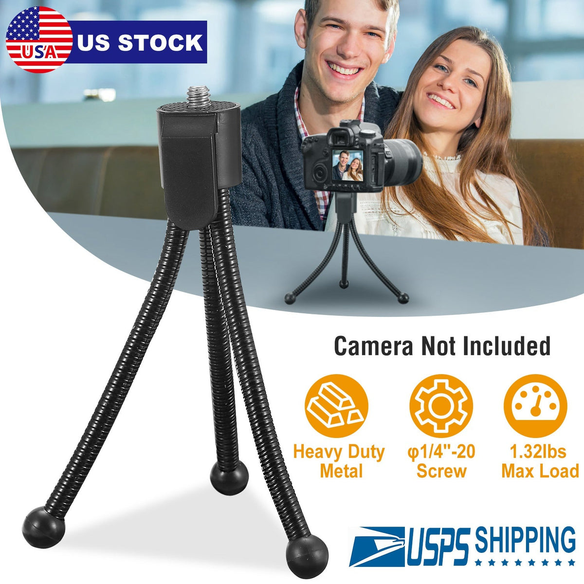 Tripod Stand For Camera Mini Projector Flexible Tripod Holder Heavy Duty Camera Tabletop Mount w/ Anti-slip Feet For Photograph Recording