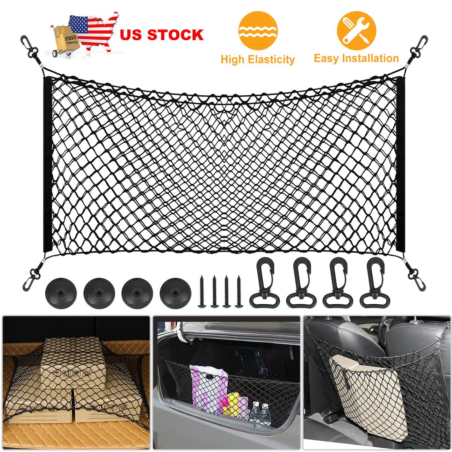 Trunk Cargo Net Organizer - Stretchable Elastic Storage