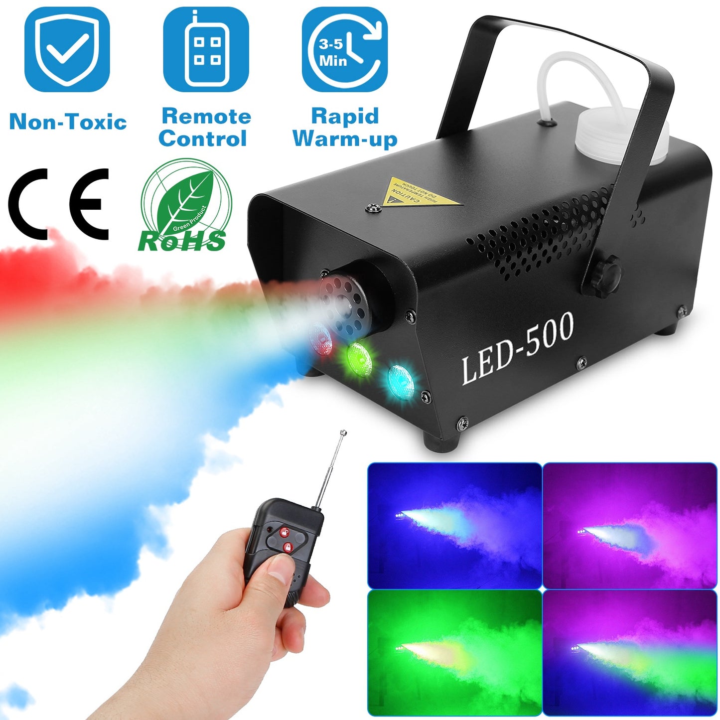400W Fog Machine with RGB LED Lights and Remote Control