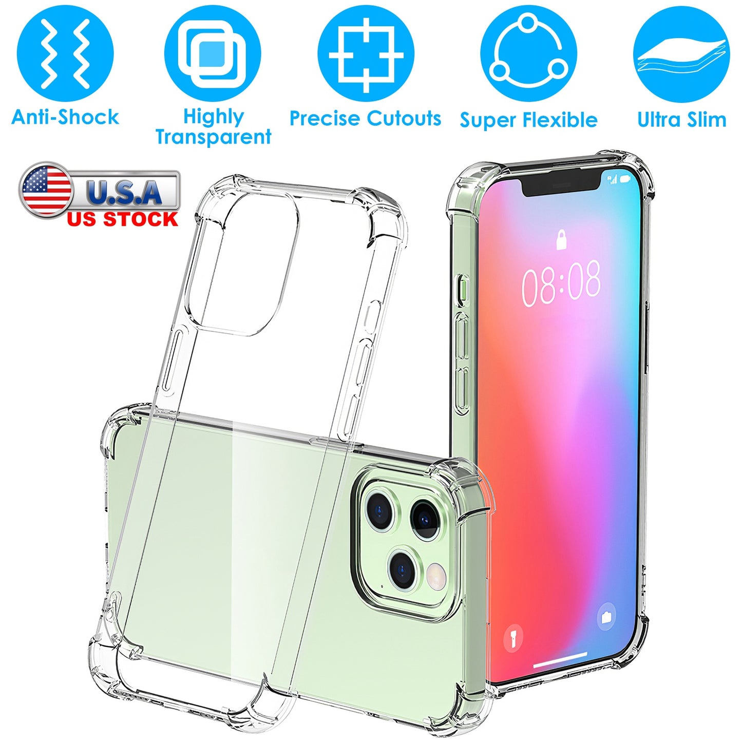 Clear iPhone Case with Shockproof Air Cushion Corners