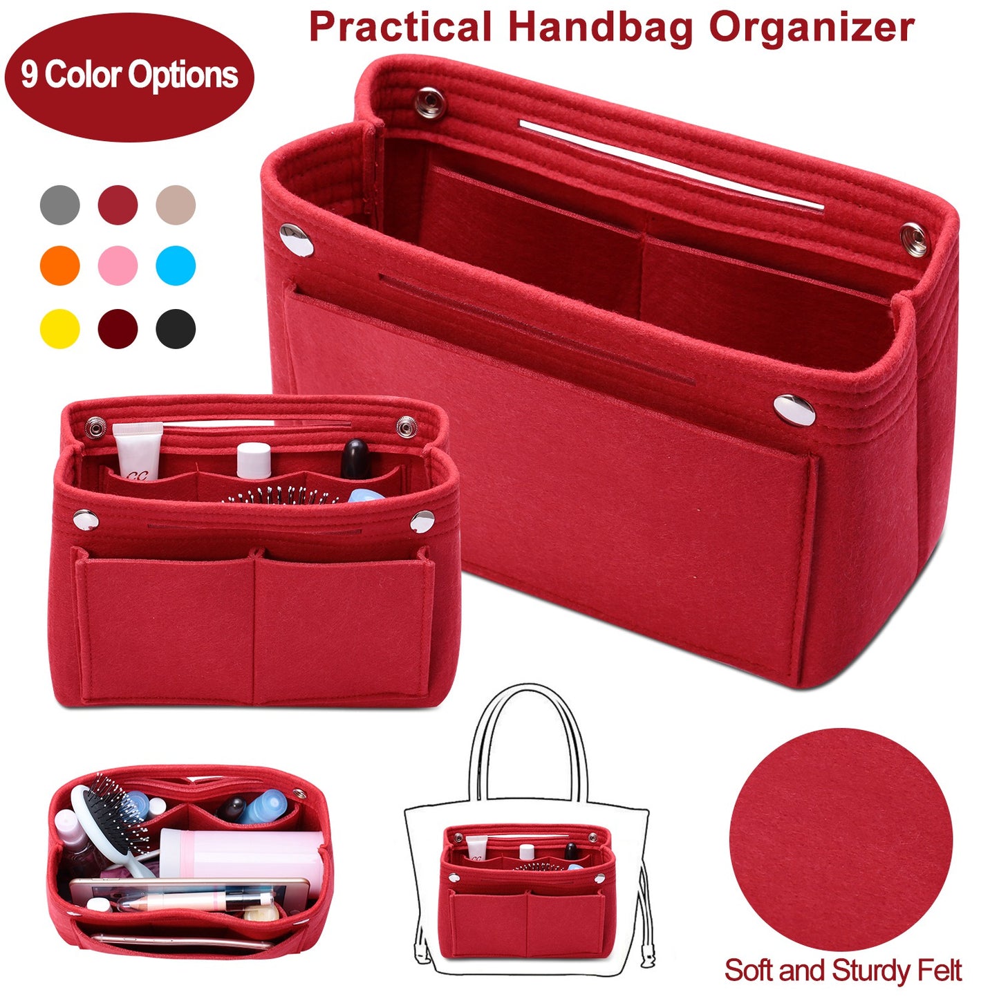 Felt Handbag Insert Organizer Purse