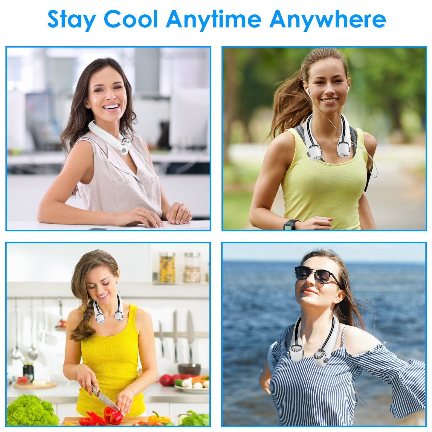 Portable Neck Hanging Fan with 360° Airflow & 3 Speeds