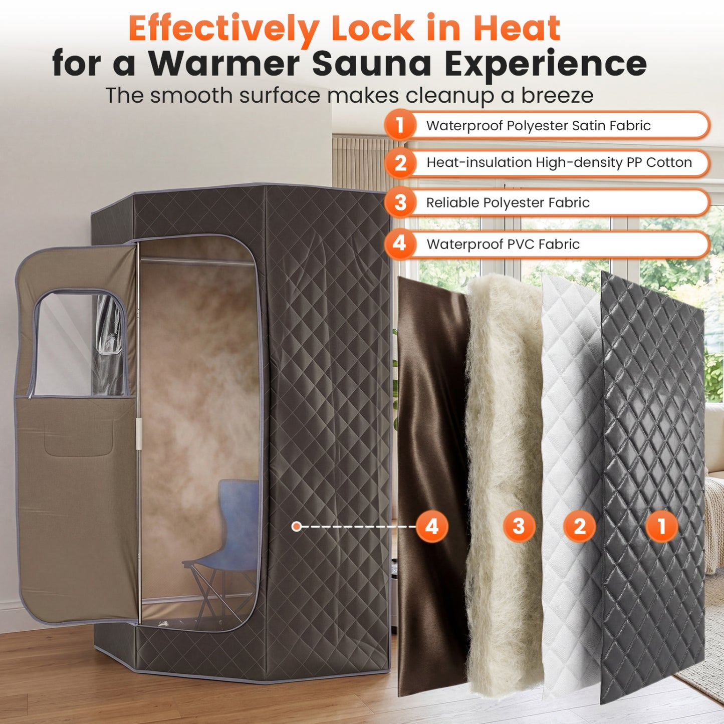Portable Steam Sauna with Remote Control & Folding Chair