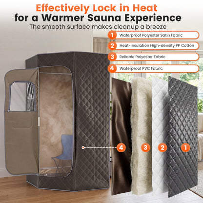 Portable Steam Sauna with Remote Control & Folding Chair