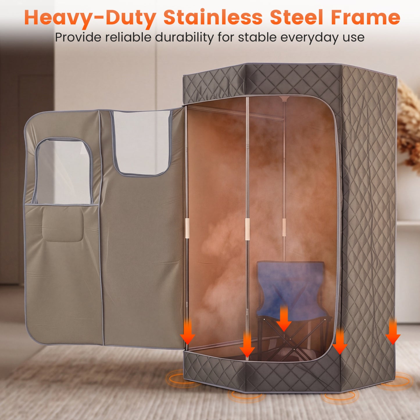 Portable Steam Sauna with Remote Control & Folding Chair