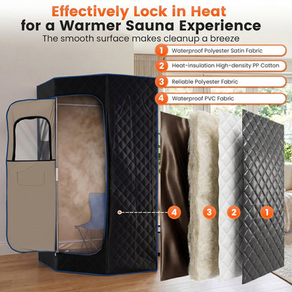 Portable Steam Sauna with Remote Control & Folding Chair