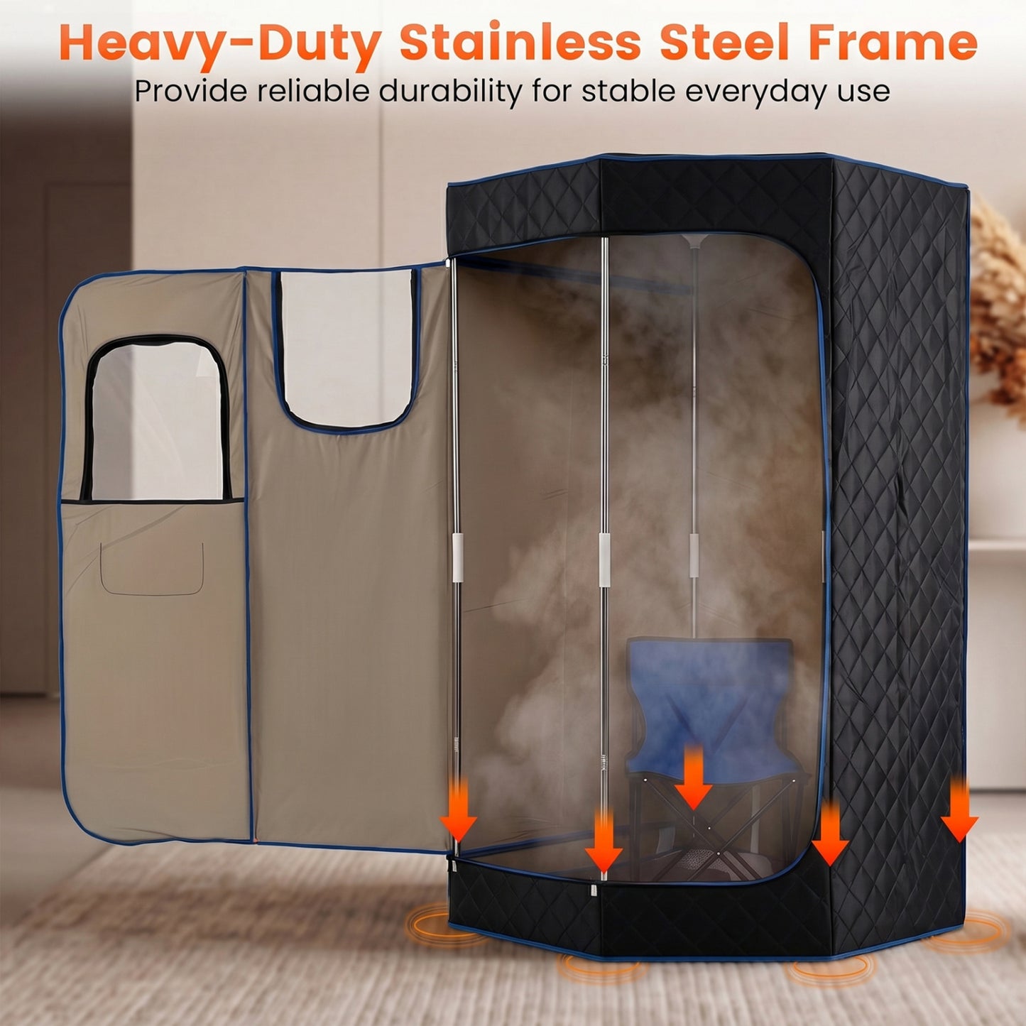 Portable Steam Sauna with Remote Control & Folding Chair