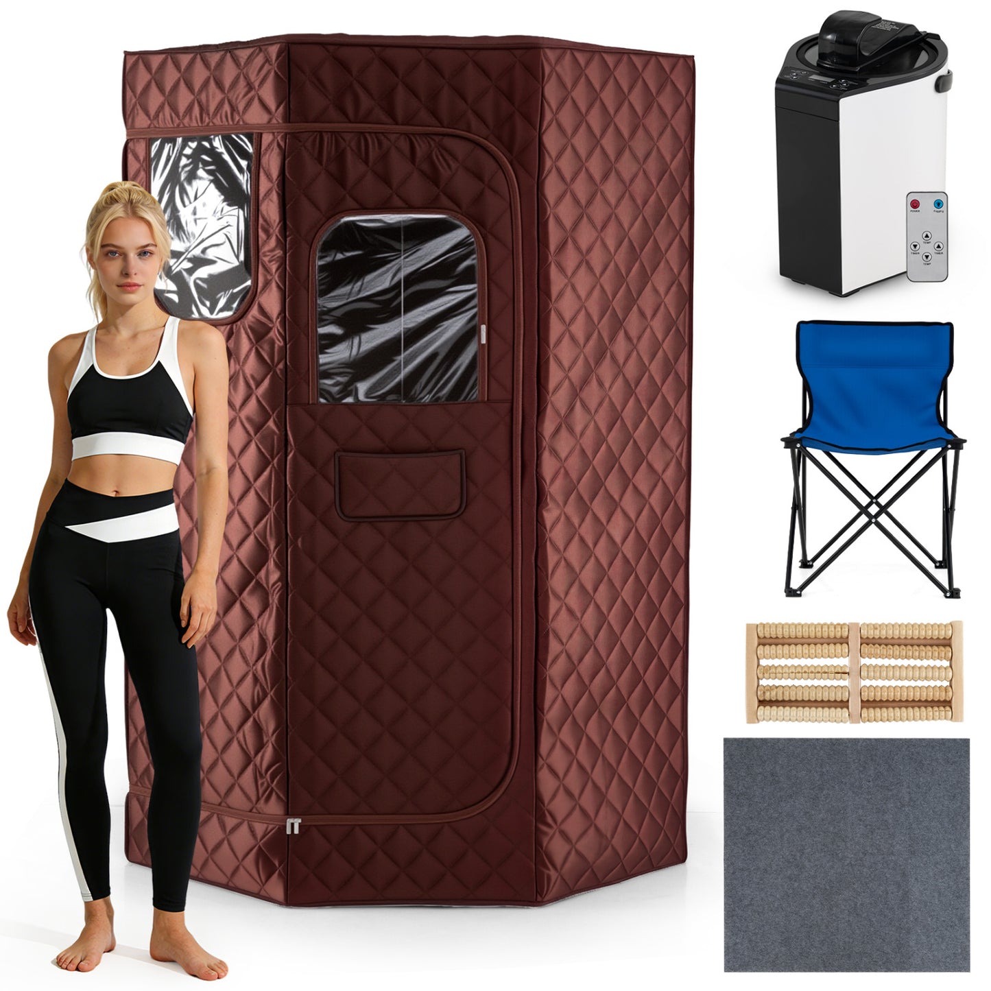 Portable Steam Sauna with Remote Control & Folding Chair