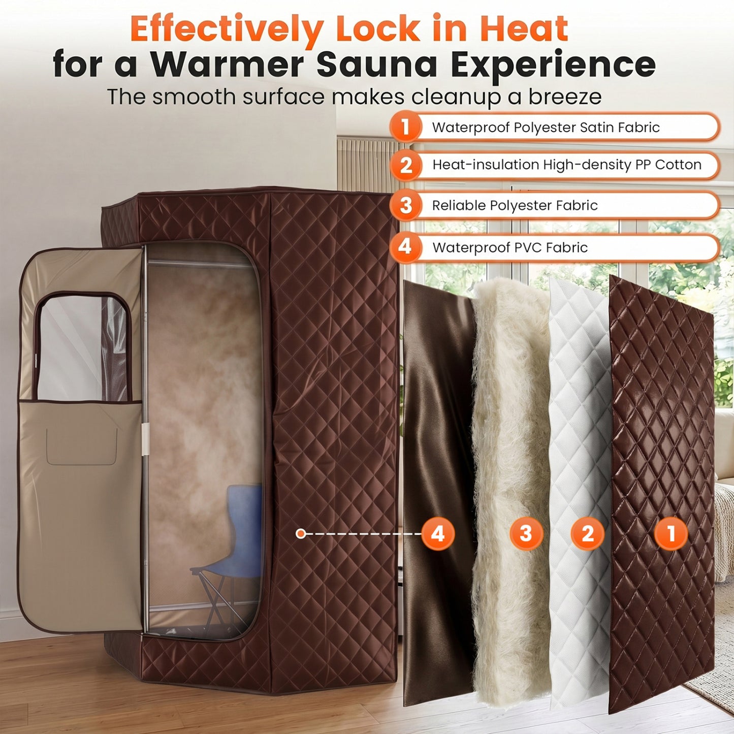 Portable Steam Sauna with Remote Control & Folding Chair