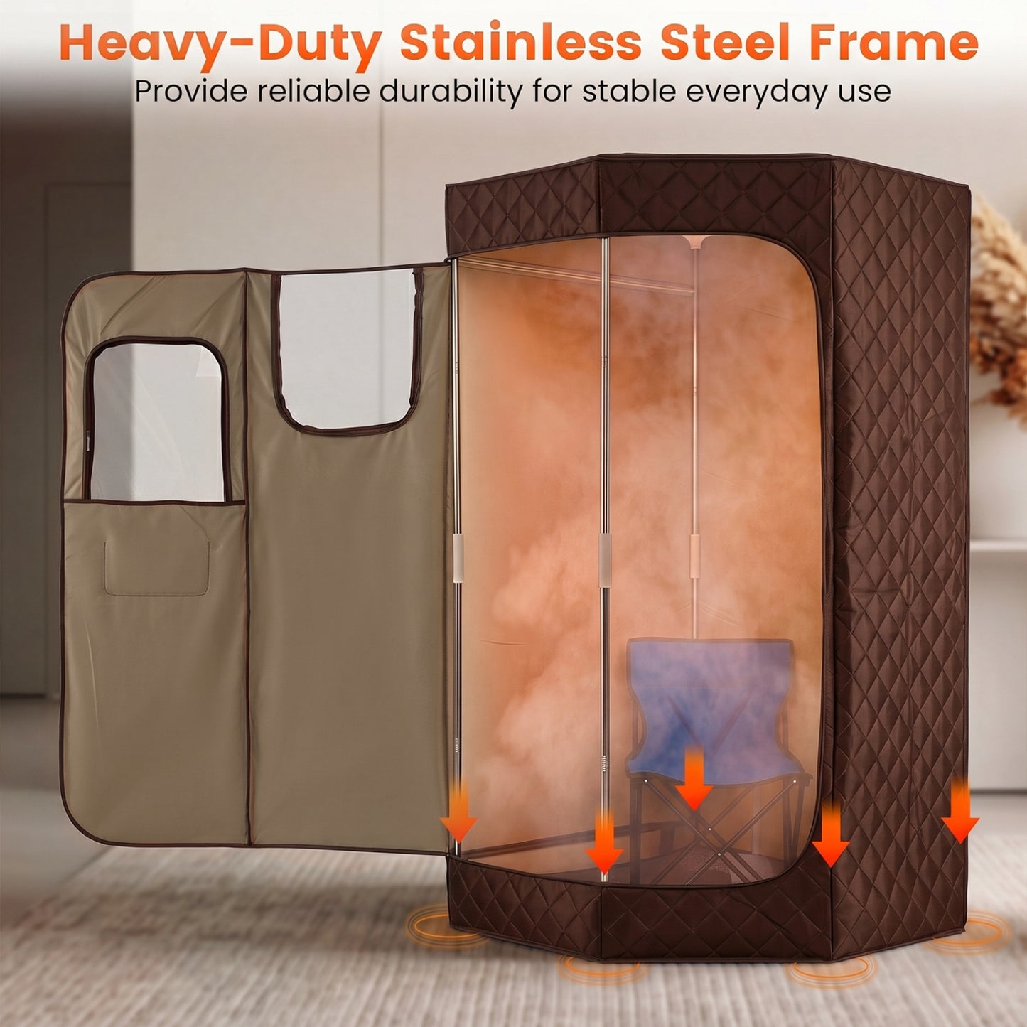 Portable Steam Sauna with Remote Control & Folding Chair