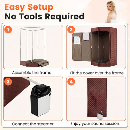 Portable Steam Sauna with Remote Control & Folding Chair