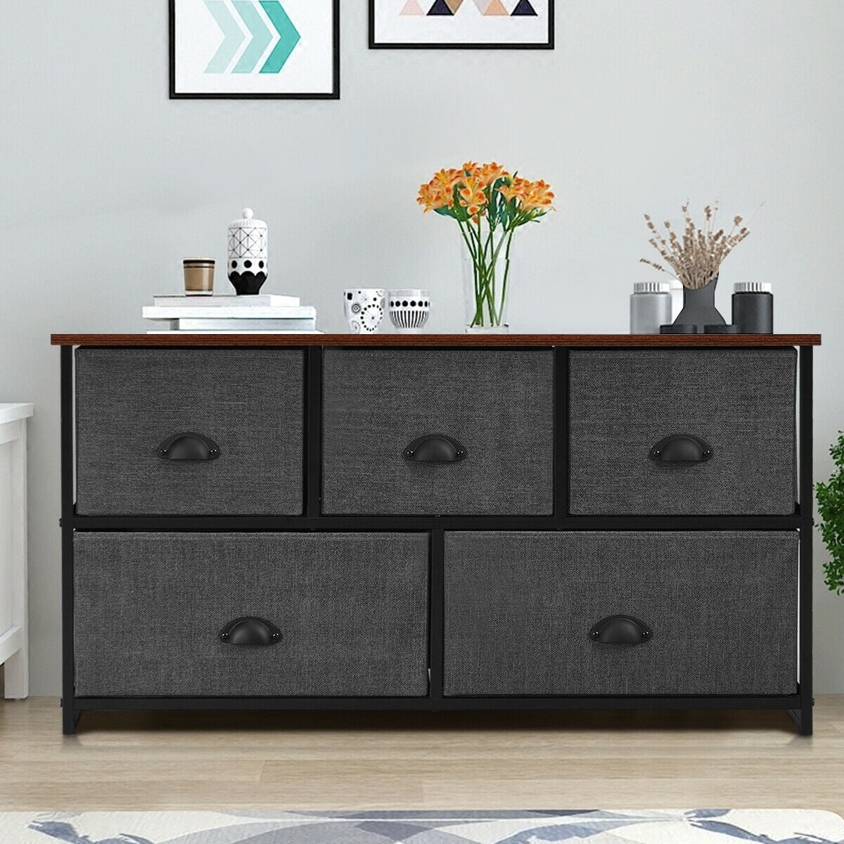 Wood Dresser Storage Unit Side Table Display Organizer