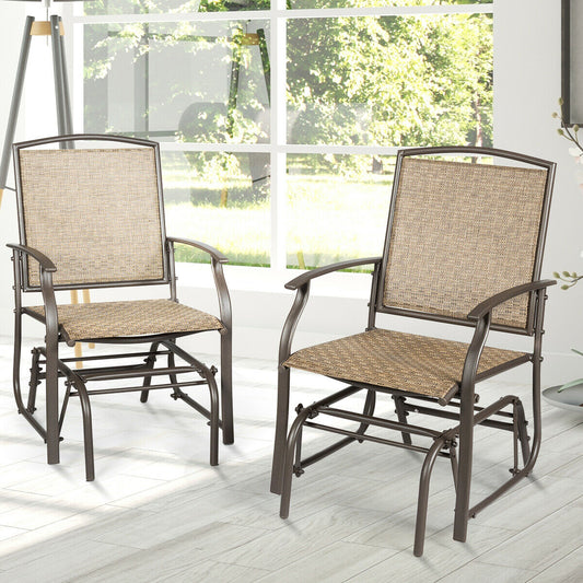 Patio Rocking Glider Chair Set - 2 Piece Brown Outdoor Seating