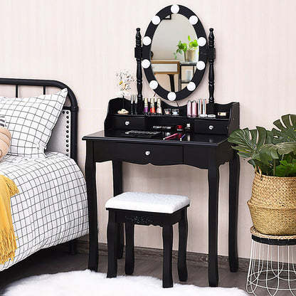 Makeup Vanity Set with LED Lighted Mirror and 3 Drawers