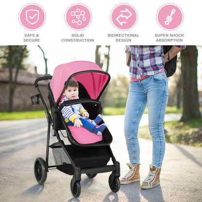2-in-1 Foldable Baby Stroller with Reversible Seat