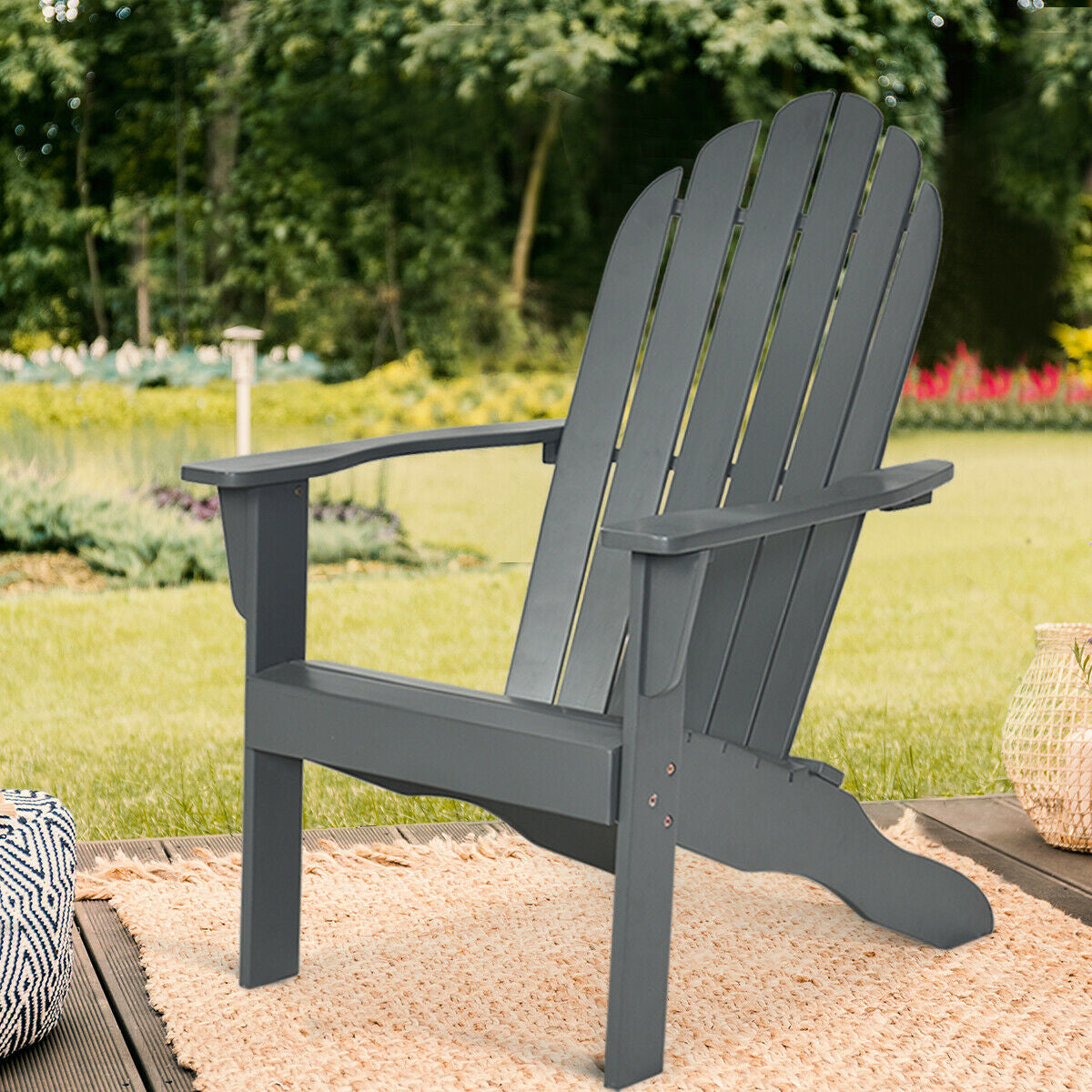 Acacia Wood Adirondack Chair with Ergonomic Design