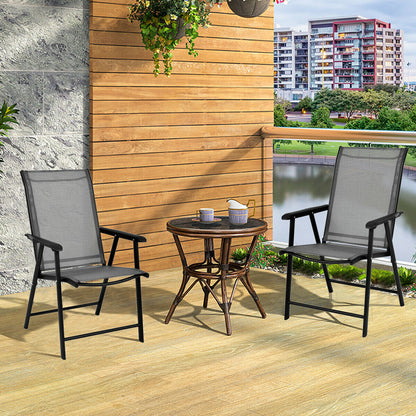 Folding Patio Dining Chairs Set of 2 with Armrests
