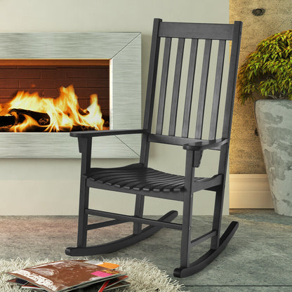 Acacia Wood Rocking Chair with High Back for Patio