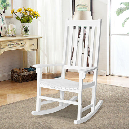 Acacia Wood Rocking Chair with High Back for Patio