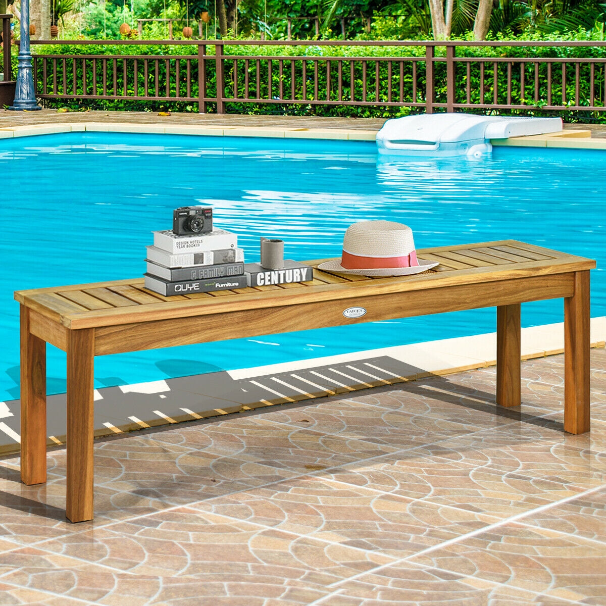 52-Inch Acacia Wood Outdoor Dining Bench for Patio & Garden