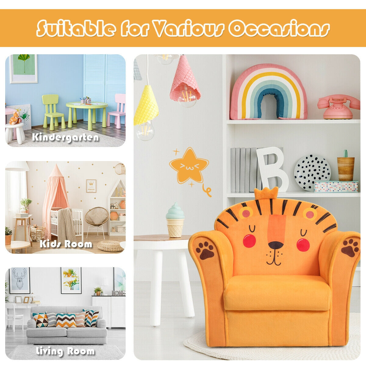 Kids Astronaut Armrest Upholstered Sofa Chair