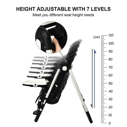 Foldable High Chair with Adjustable Backrest and Height