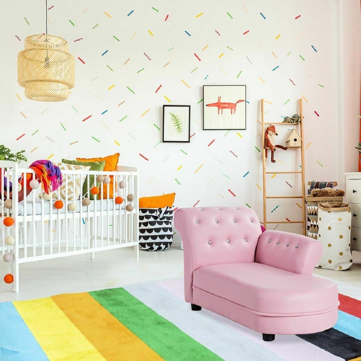 Kids Chaise Lounge Sofa with Armrests - Pink