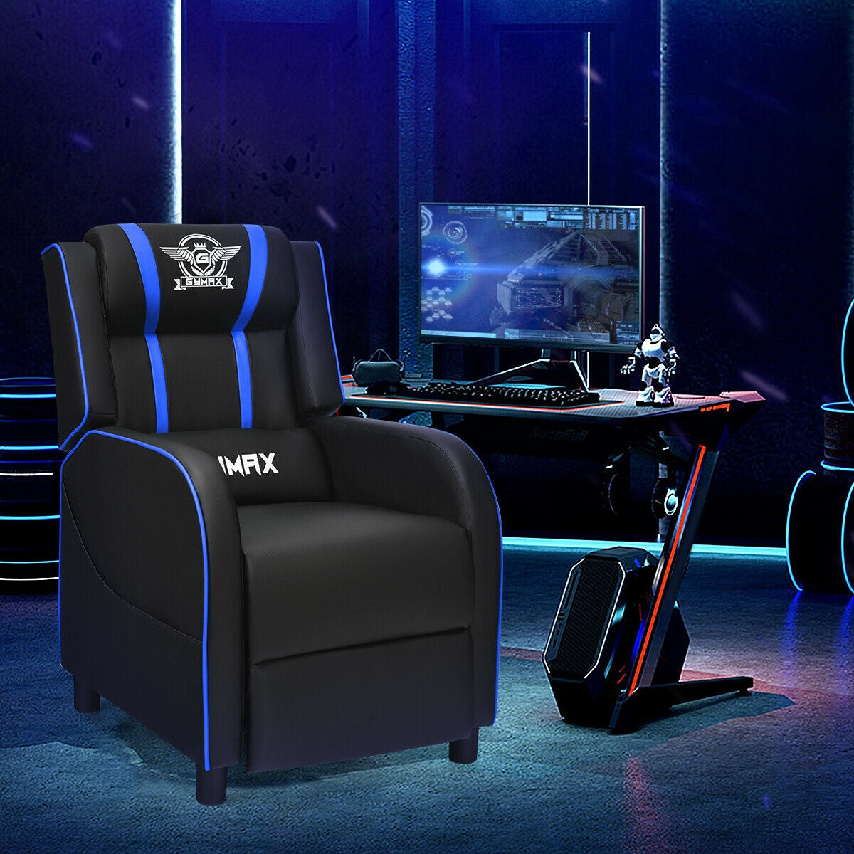 Gaming Recliner Chair with Massage and Footrest