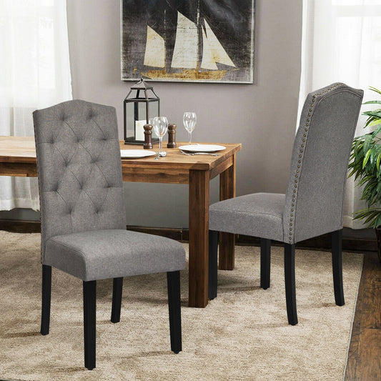 Tufted Upholstered Dining Chairs Set of 2 - Gray
