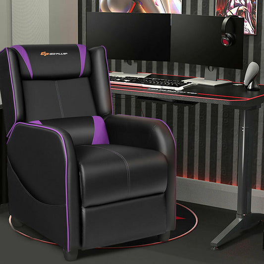 Massage Gaming Recliner Chair with Footrest - Purple