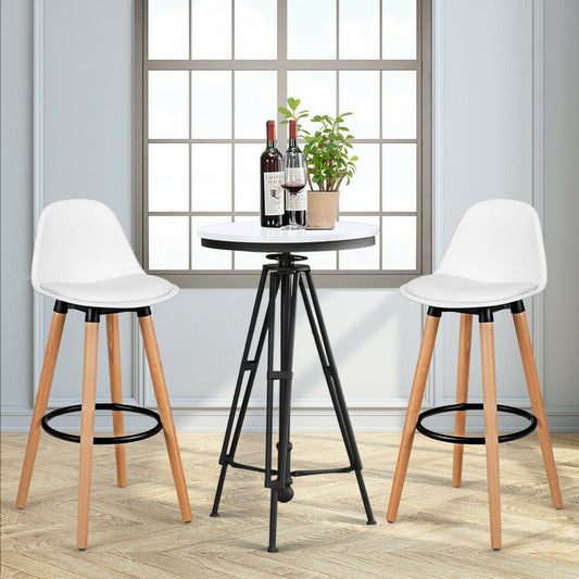 Mid Century Bar Stool Set of 2 with Padded Seat - 28.5"