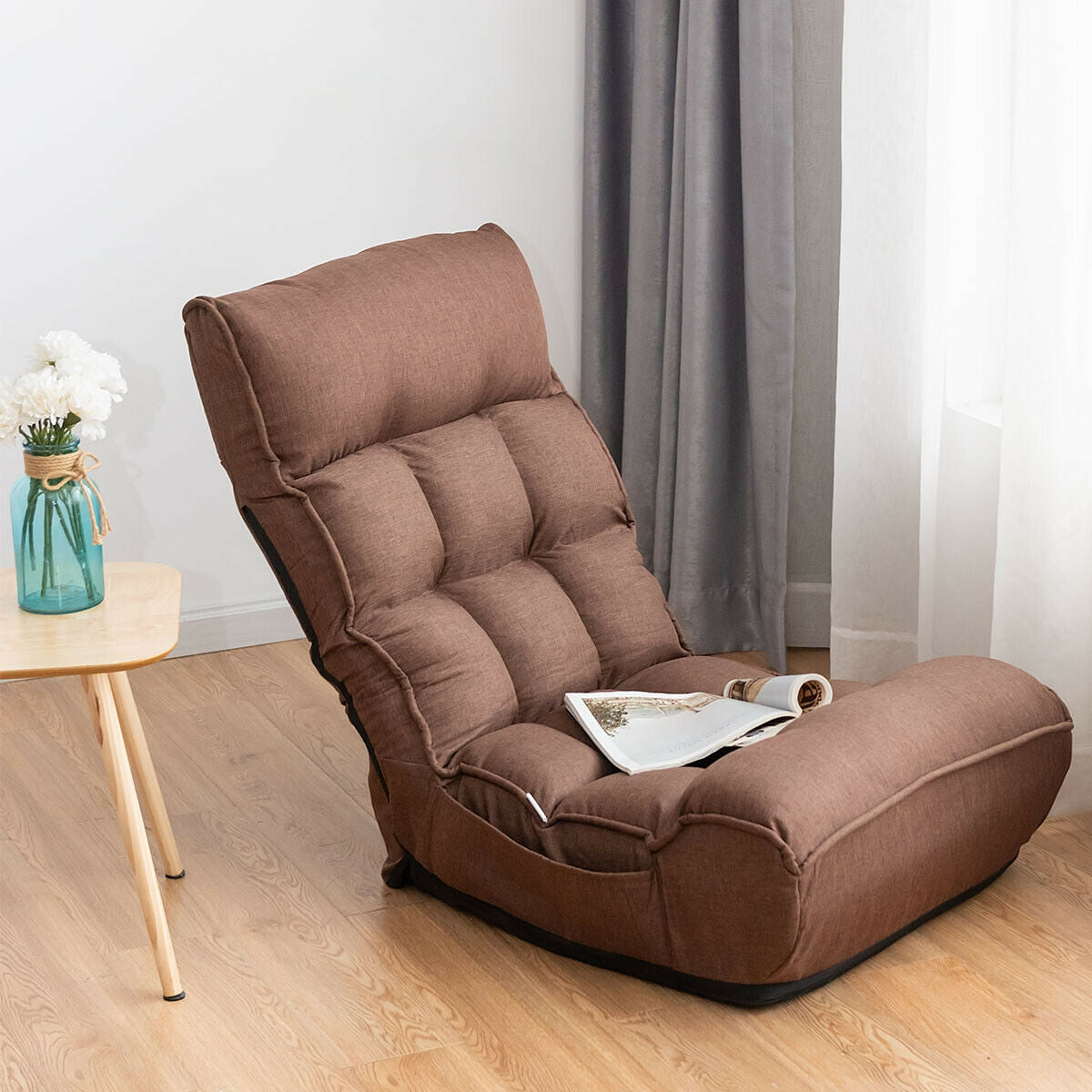 4-Position Adjustable Floor Chair with Folding Design
