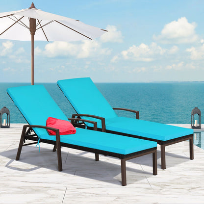 Adjustable Patio Chaise Lounge Chair Set with Cushions
