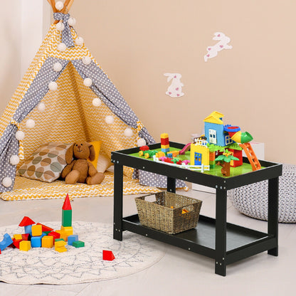 Kids Activity Play Table with Storage - Solid Pine Wood