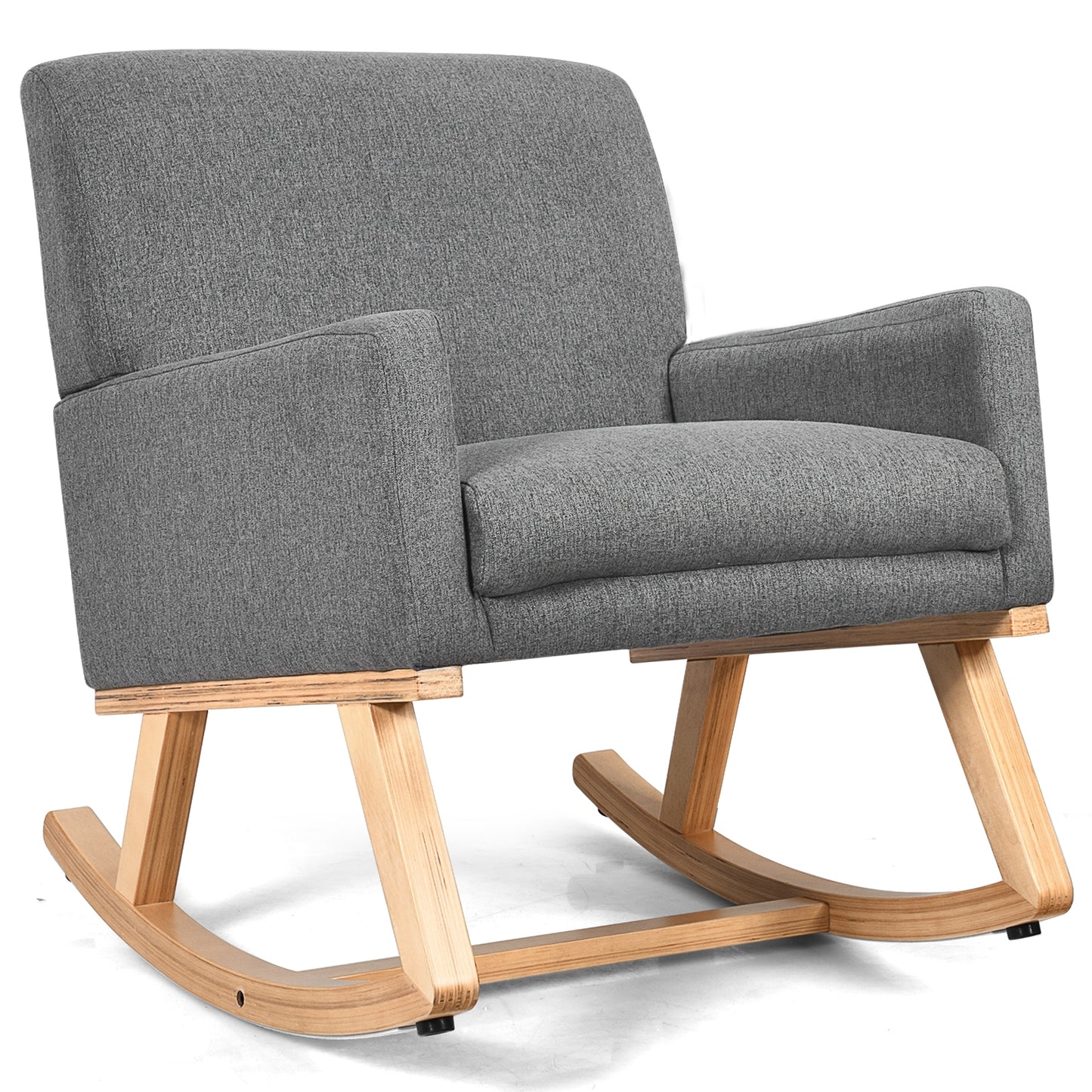 Upholstered Rocking Chair with Solid Wood Base