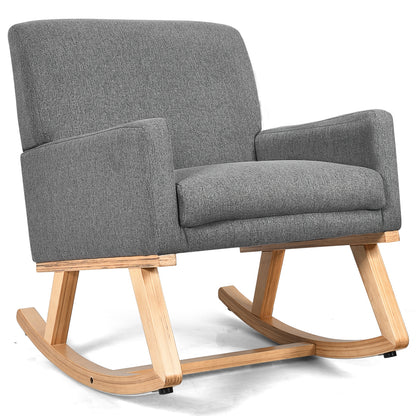 Upholstered Rocking Chair with Solid Wood Base