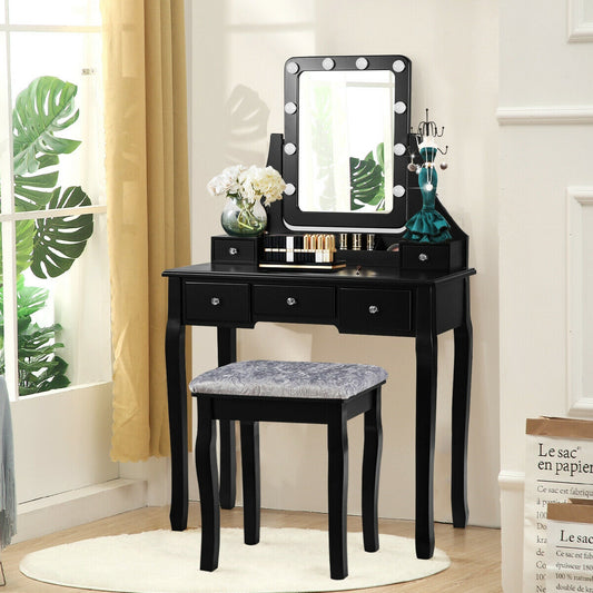 Vanity Dressing Table Set with 10 Dimmable Bulbs & Stool