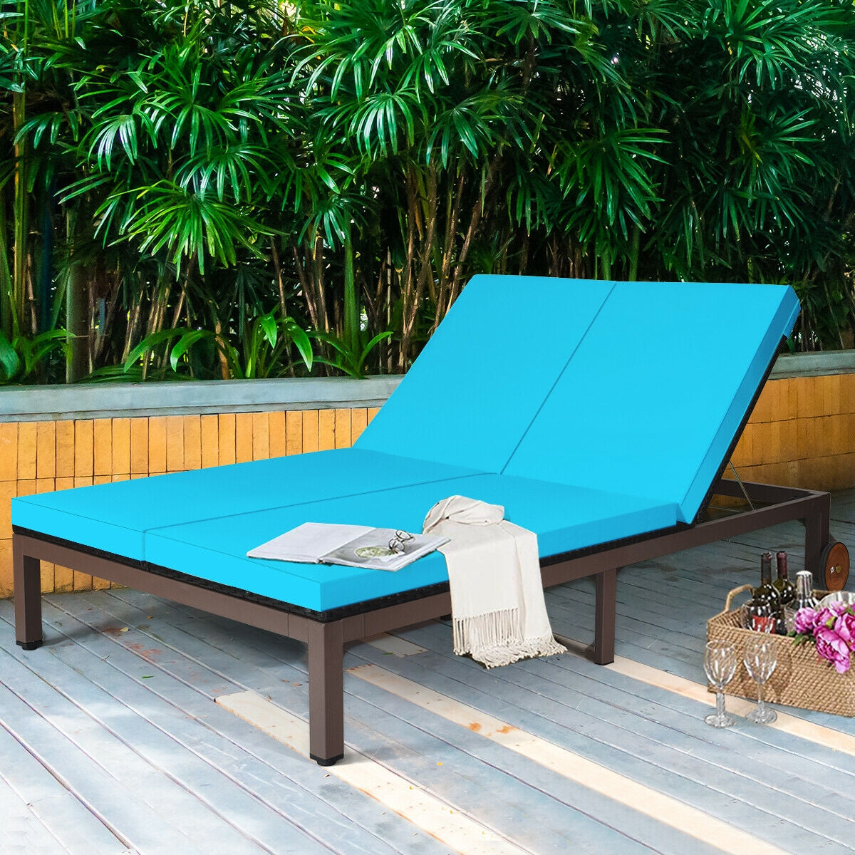 2-Person Patio Lounge Chair with Adjustable Backrest