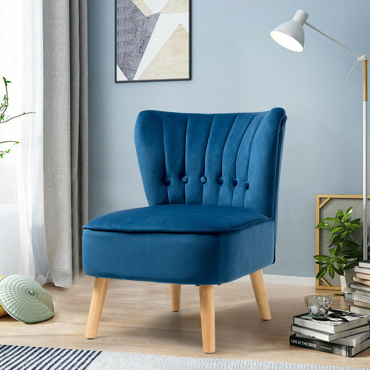 Tufted Velvet Accent Chair Armless Leisure Seat