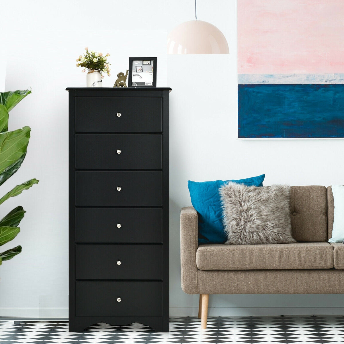 6 Drawers Chest Dresser Clothes Storage Bedroom Furniture Cabinet