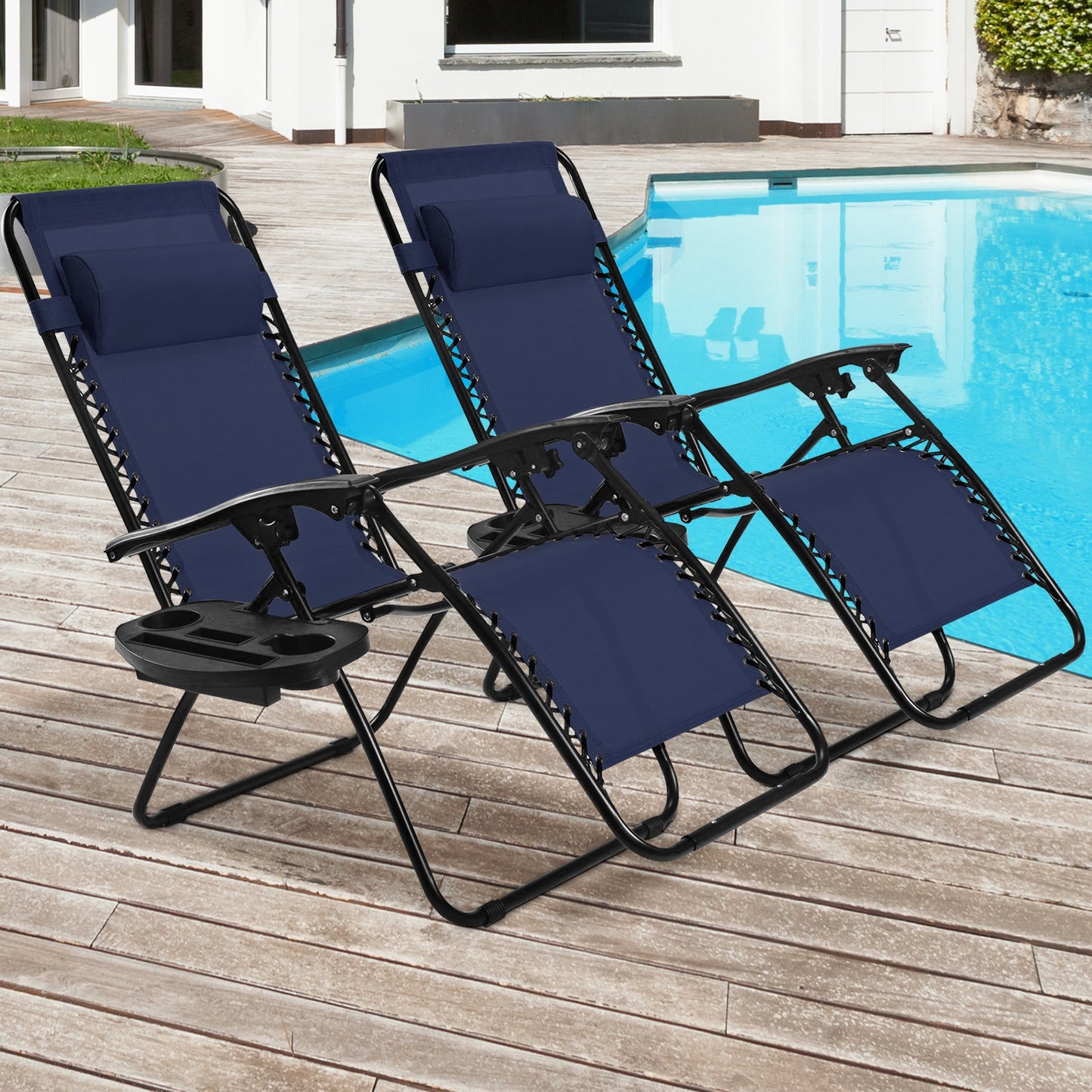 Zero Gravity Folding Lounge Chair Set of 2 with Pillow