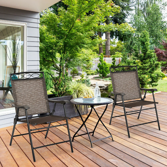 Folding Patio Dining Chairs Set of 2 with Armrests