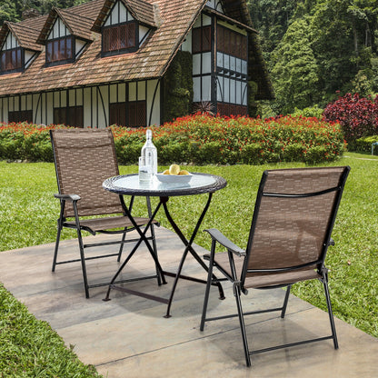 Folding Patio Dining Chairs Set of 2 with Armrests