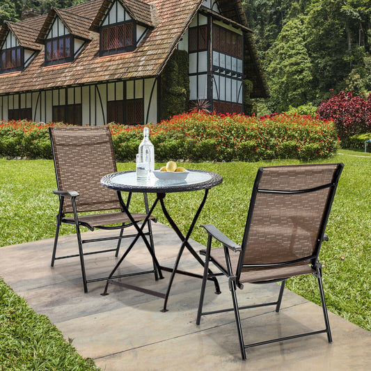Folding Patio Dining Chairs Set of 2 with Armrests